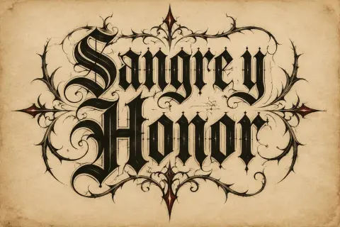 "Sangre y Honor" — Flash De Tinta Envejecida text effect