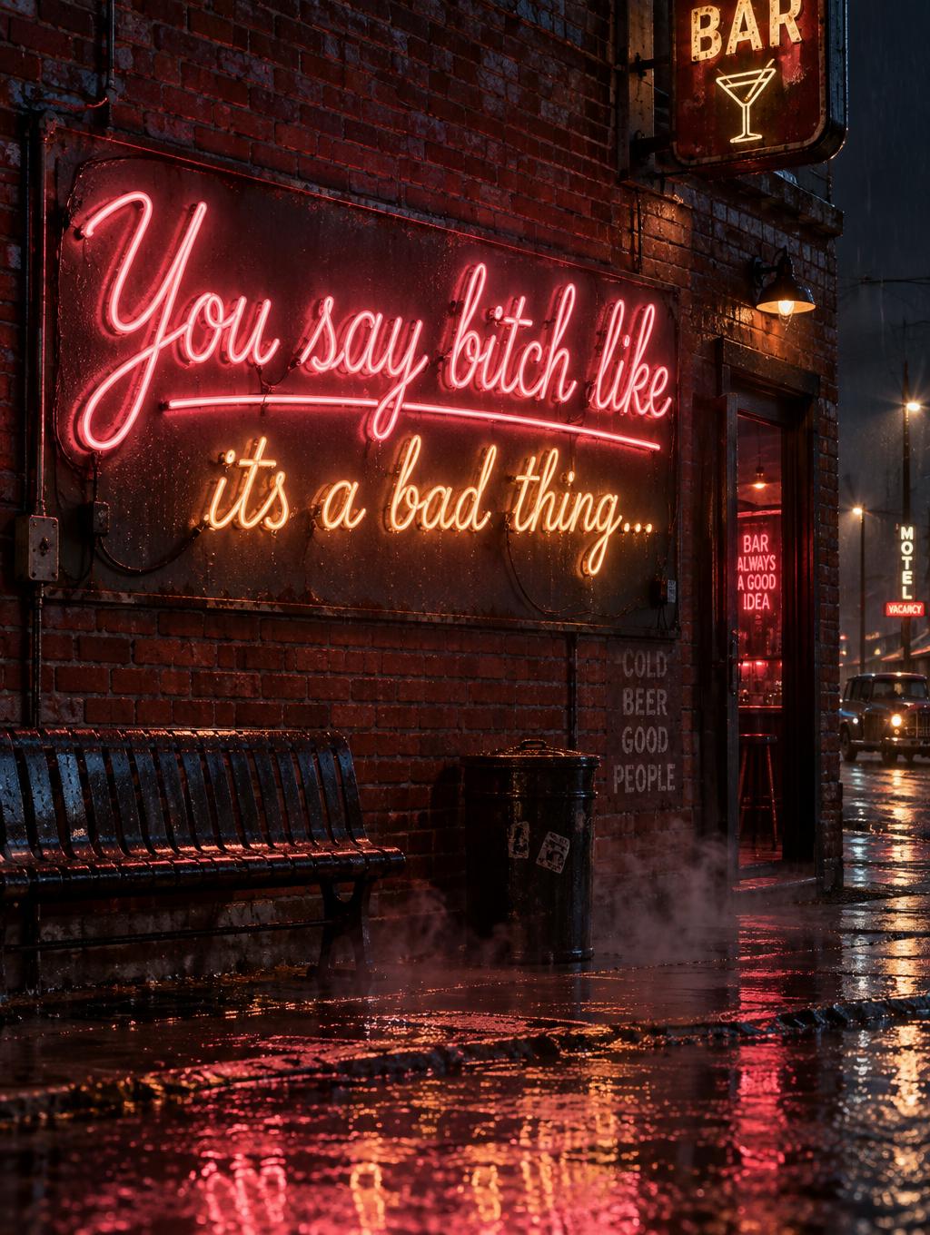 "You say bitch like
its a bad thing..." — Neon Sign text effect