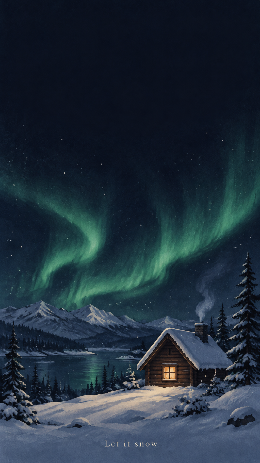"Let it snow" — Aurora Gouache Night | AI Text Effect Generator