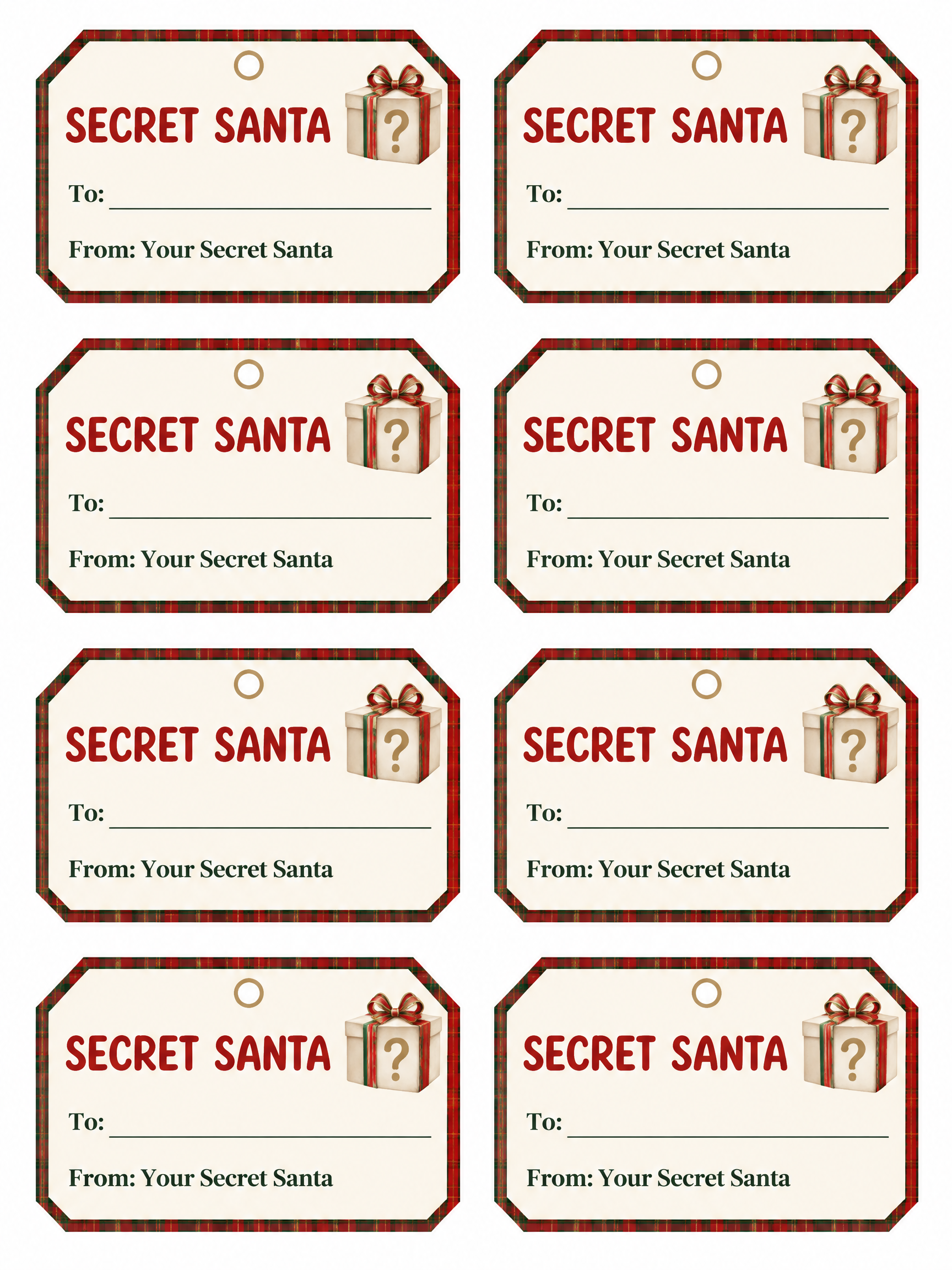 SECRET SANTA
To:
From: Your Secret Santa — Navidad preppy