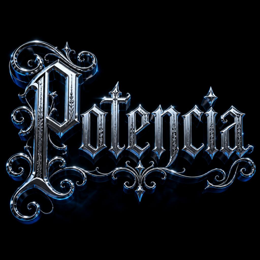"Potencia" — Chrome Metal 3d | AI Text Effect Generator