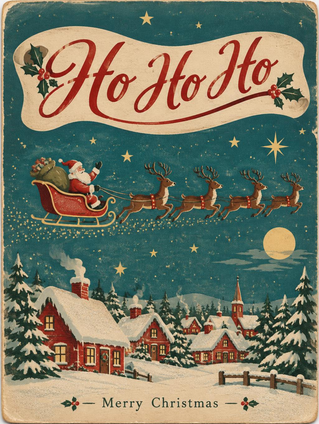 "Ho Ho Ho
Merry Christmas" — Vintage Christmas | AI Text Effect Generator