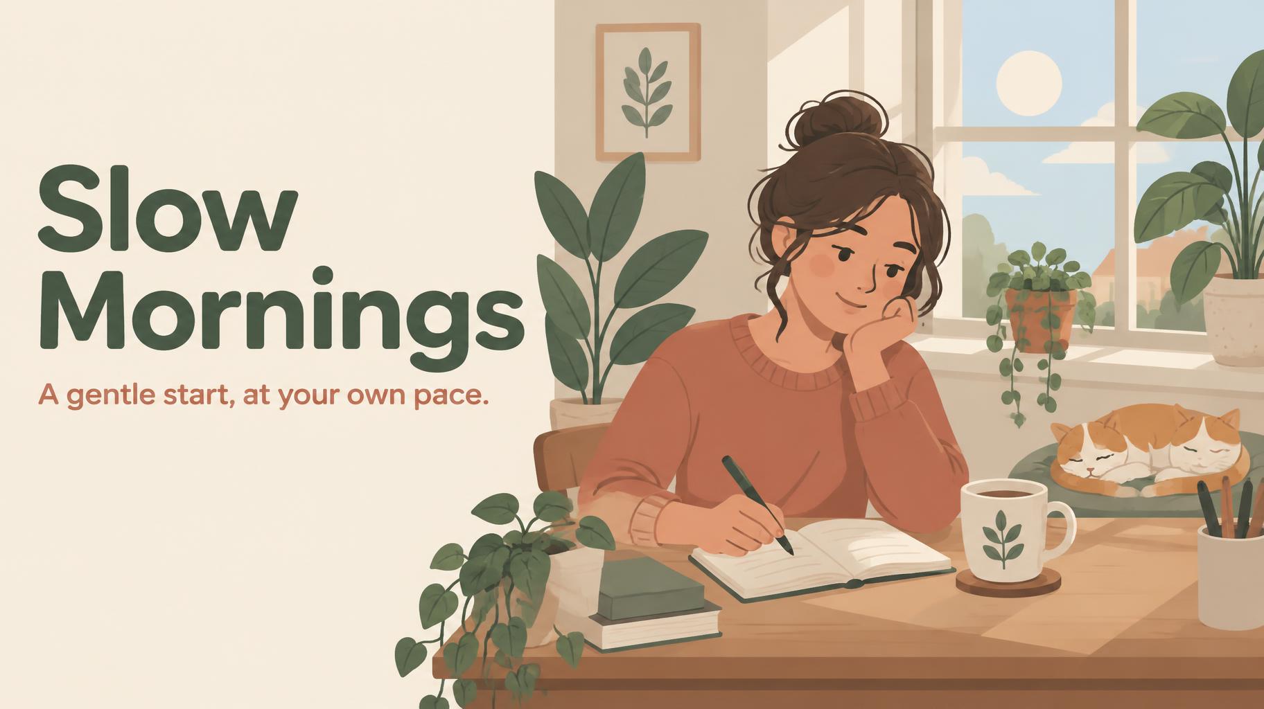 "Slow Mornings
A gentle start, at your own pace." — Flat Cartoon | AI Text Effect Generator