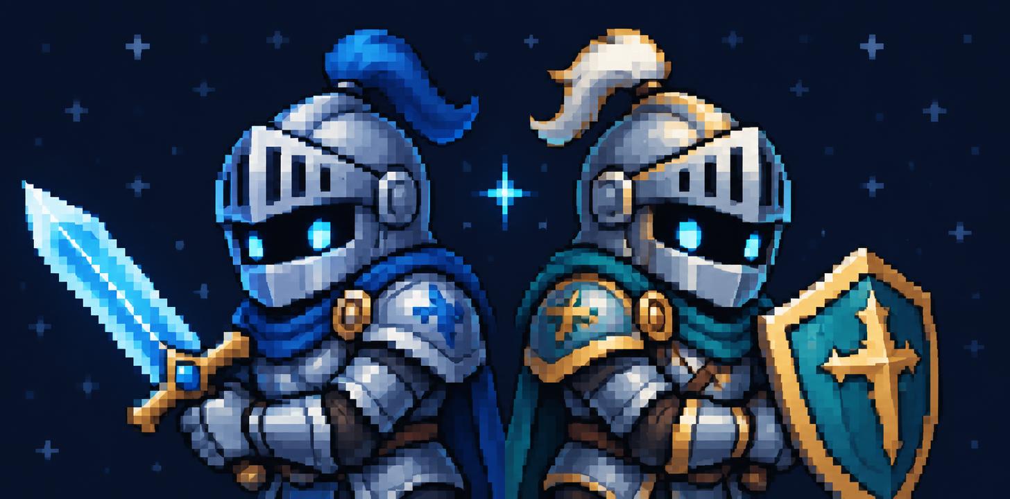 "" — Midnight Pixel Knights | AI Text Effect Generator