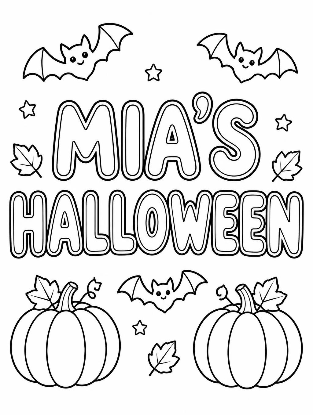 "MIA'S HALLOWEEN" — Clean Halloween Line Art | AI Text Effect Generator