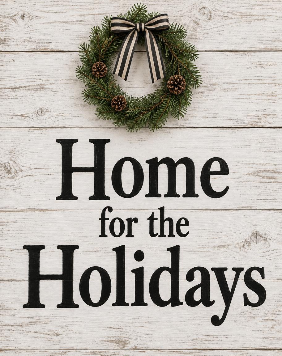 "Home for the Holidays" — Whitewashed Woodland | AI Text Effect Generator