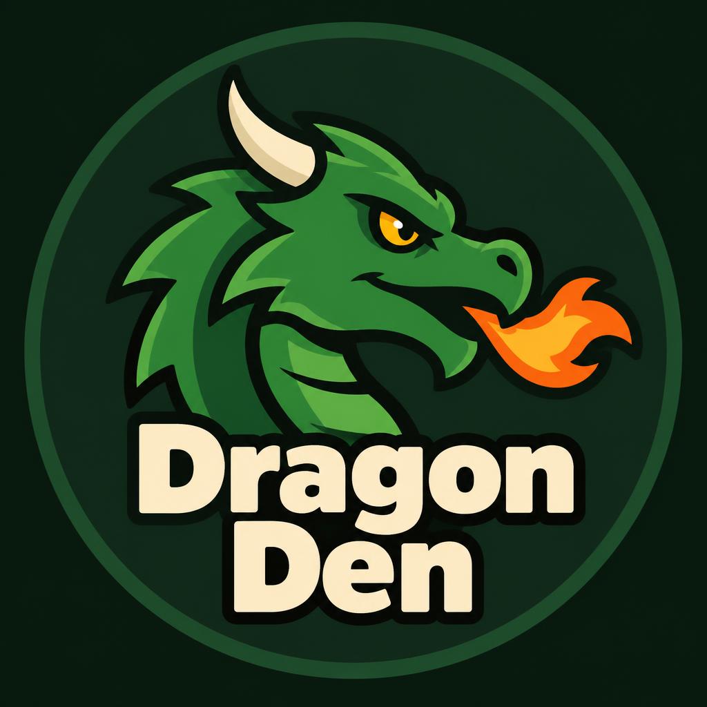 "Dragon Den" — Bold Dragon Emblem | AI Text Effect Generator
