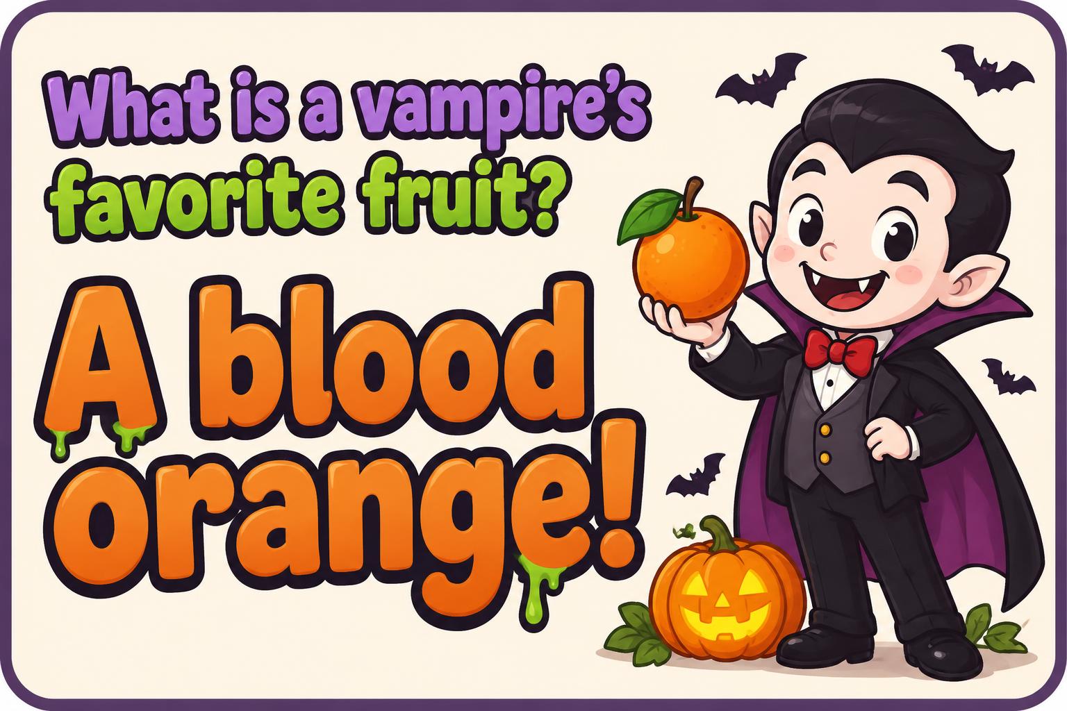 "A blood orange!
What is a vampire's favorite fruit?" — Halloween text effect