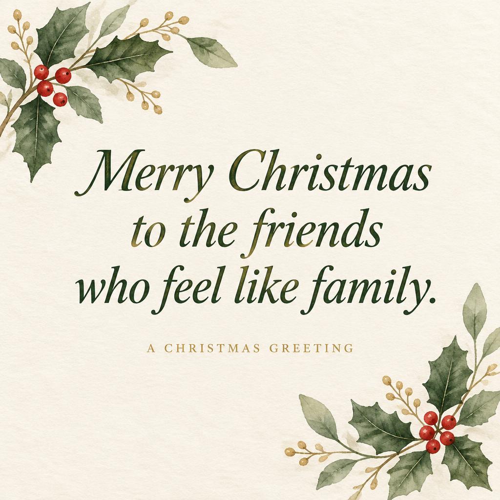 "Merry Christmas to the friends who feel like family.
A Christmas greeting" — Watercolor Keepsake | AI Text Effect Generator