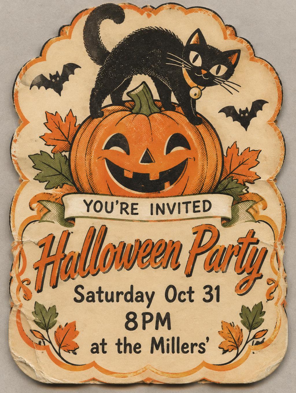 Halloween Party
YOU'RE INVITED
Saturday Oct 31
8PM
at the Millers'