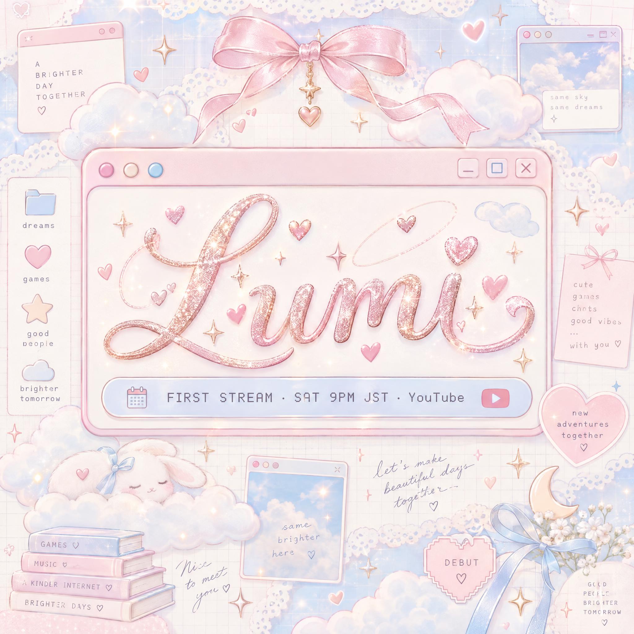"Lumi
FIRST STREAM · SAT 9PM JST · YouTube" — Diy | AI Text Effect Generator
