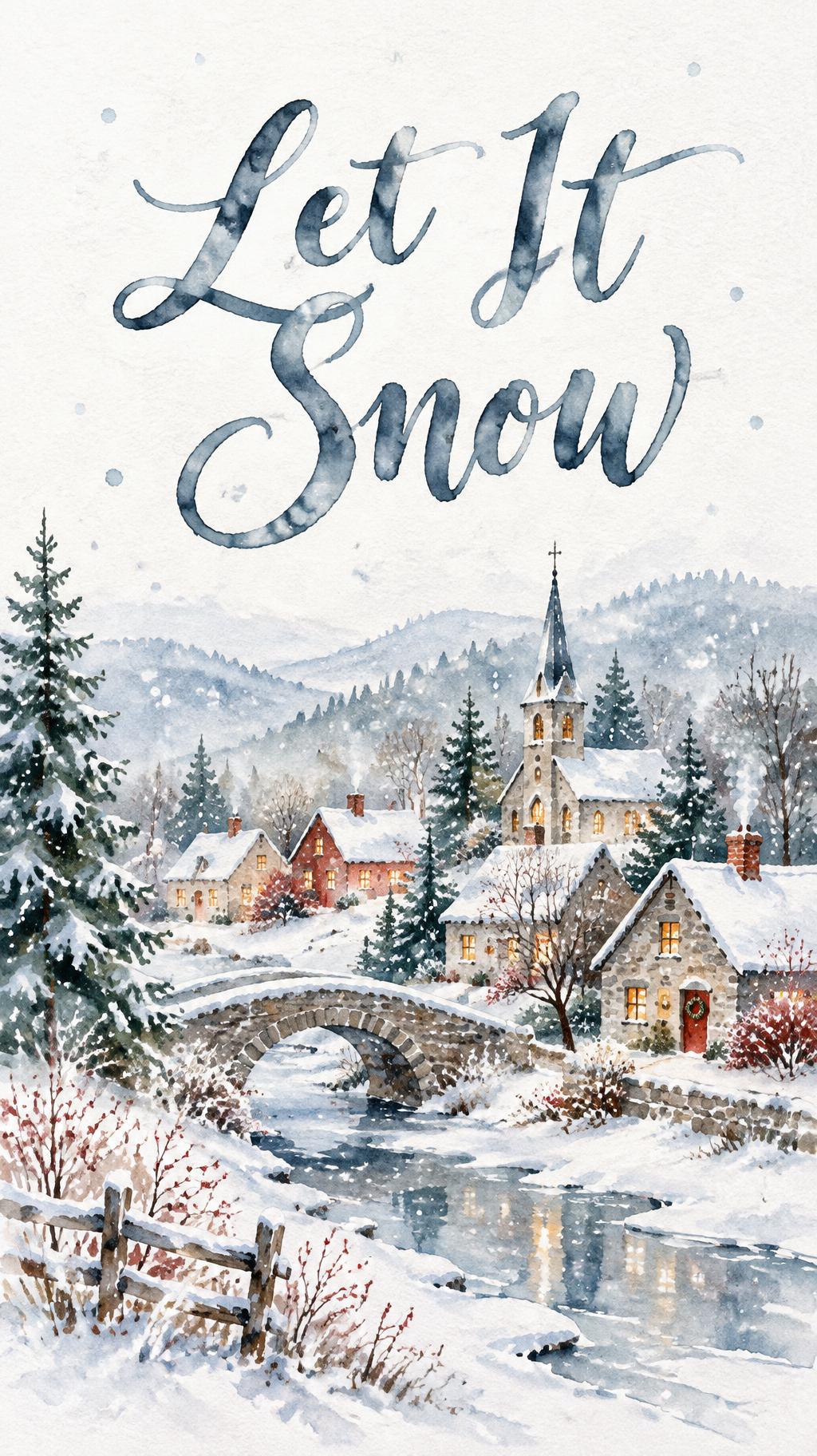"Let It Snow" — Watercolor Christmas | AI Text Effect Generator