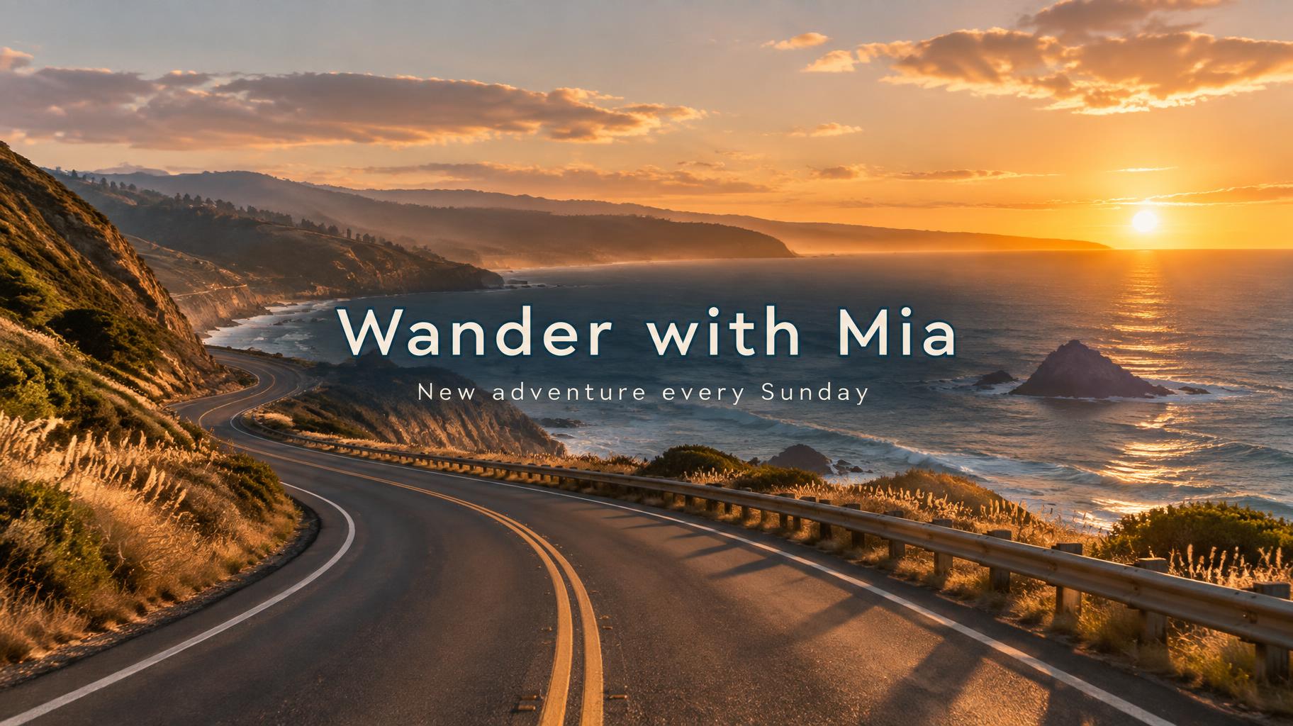 "Wander with Mia
New adventure every Sunday" — Golden Coast | AI Text Effect Generator