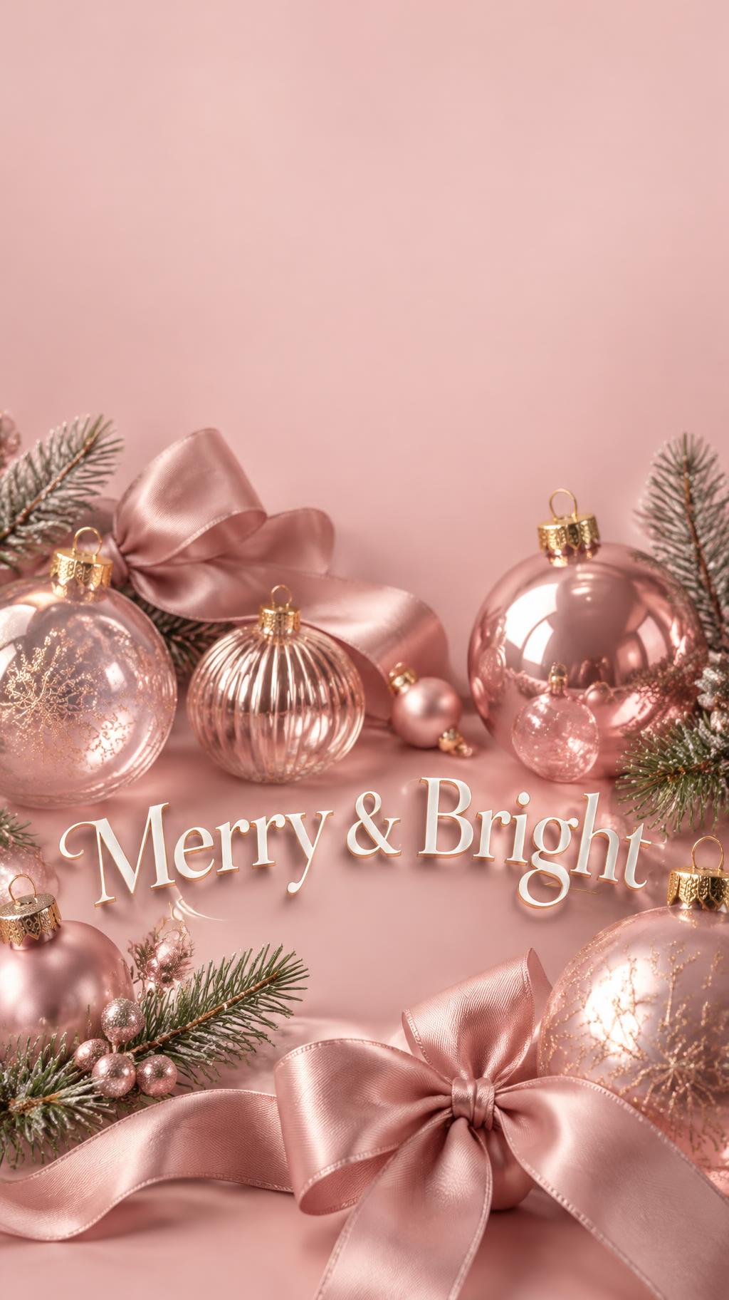 "Merry & Bright" — Satin Glass Noel | AI Text Effect Generator