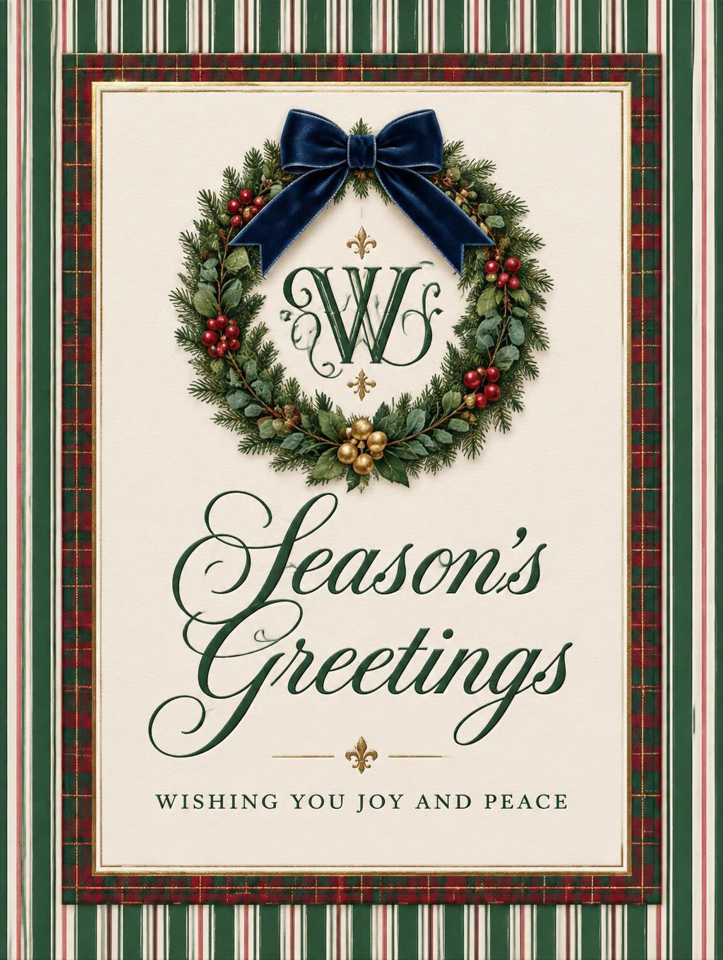 Season's Greetings
Wishing you joy and peace
W