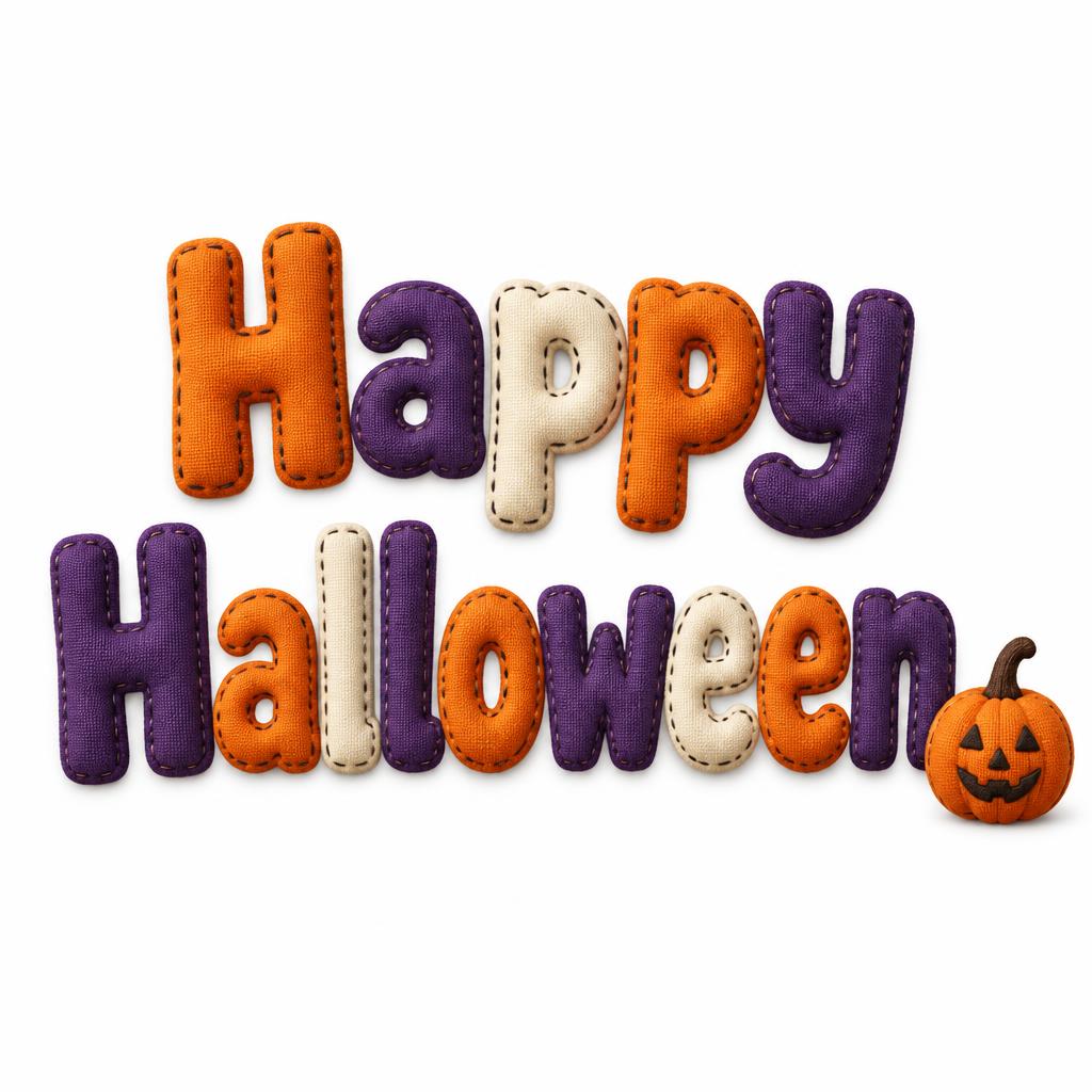 "Happy
Halloween" — Plush Stitchwork | AI Text Effect Generator