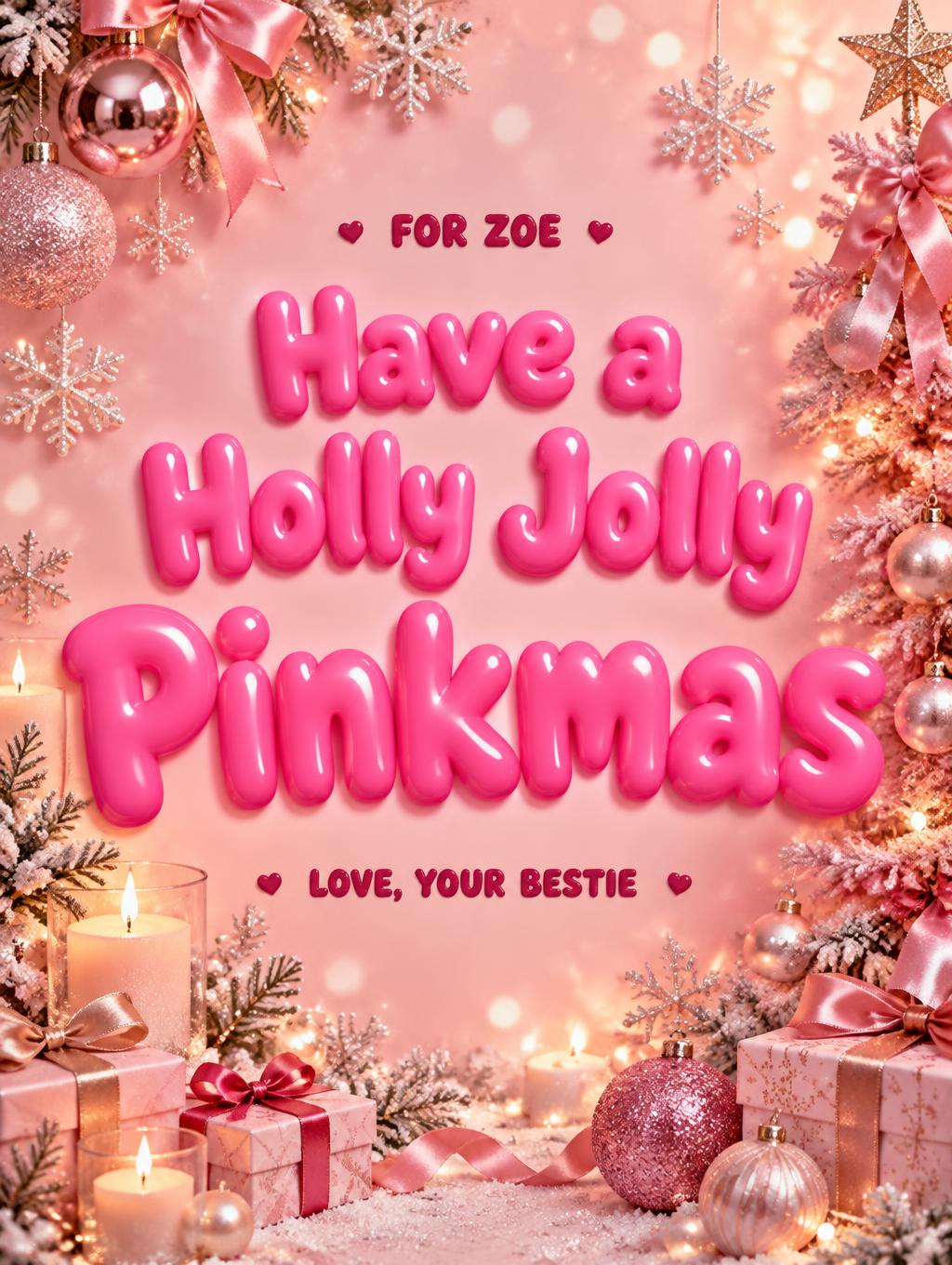 Have a Holly Jolly Pinkmas
FOR ZOE
LOVE, YOUR BESTIE