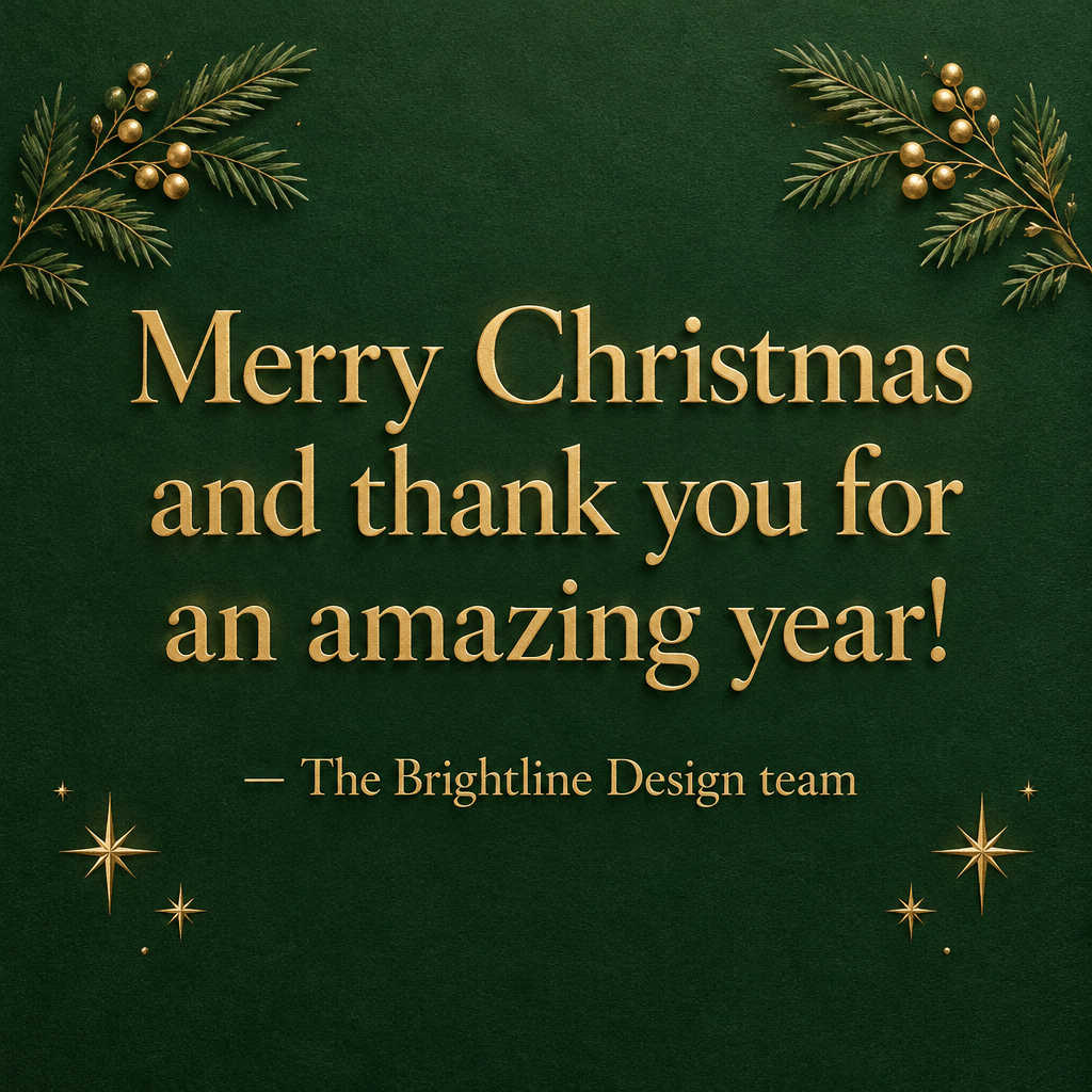 "Merry Christmas and thank you for an amazing year!
— The Brightline Design team" — Gilded Evergreen | AI Text Effect Generator