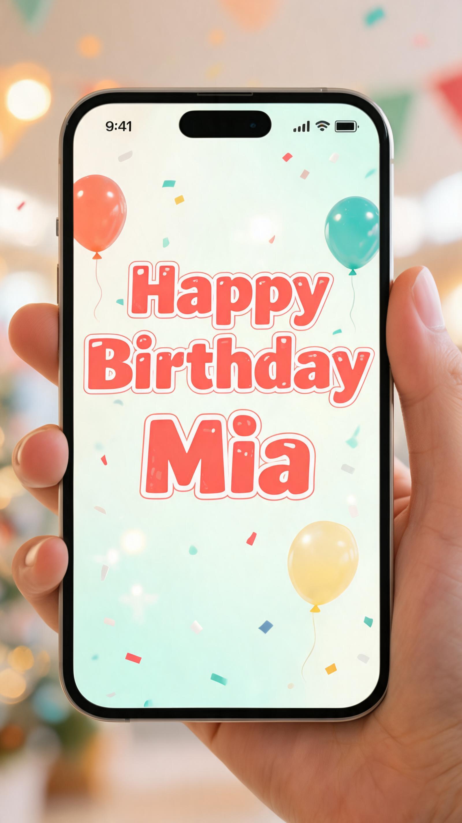 "Happy Birthday Mia" — Birthday | AI Text Effect Generator
