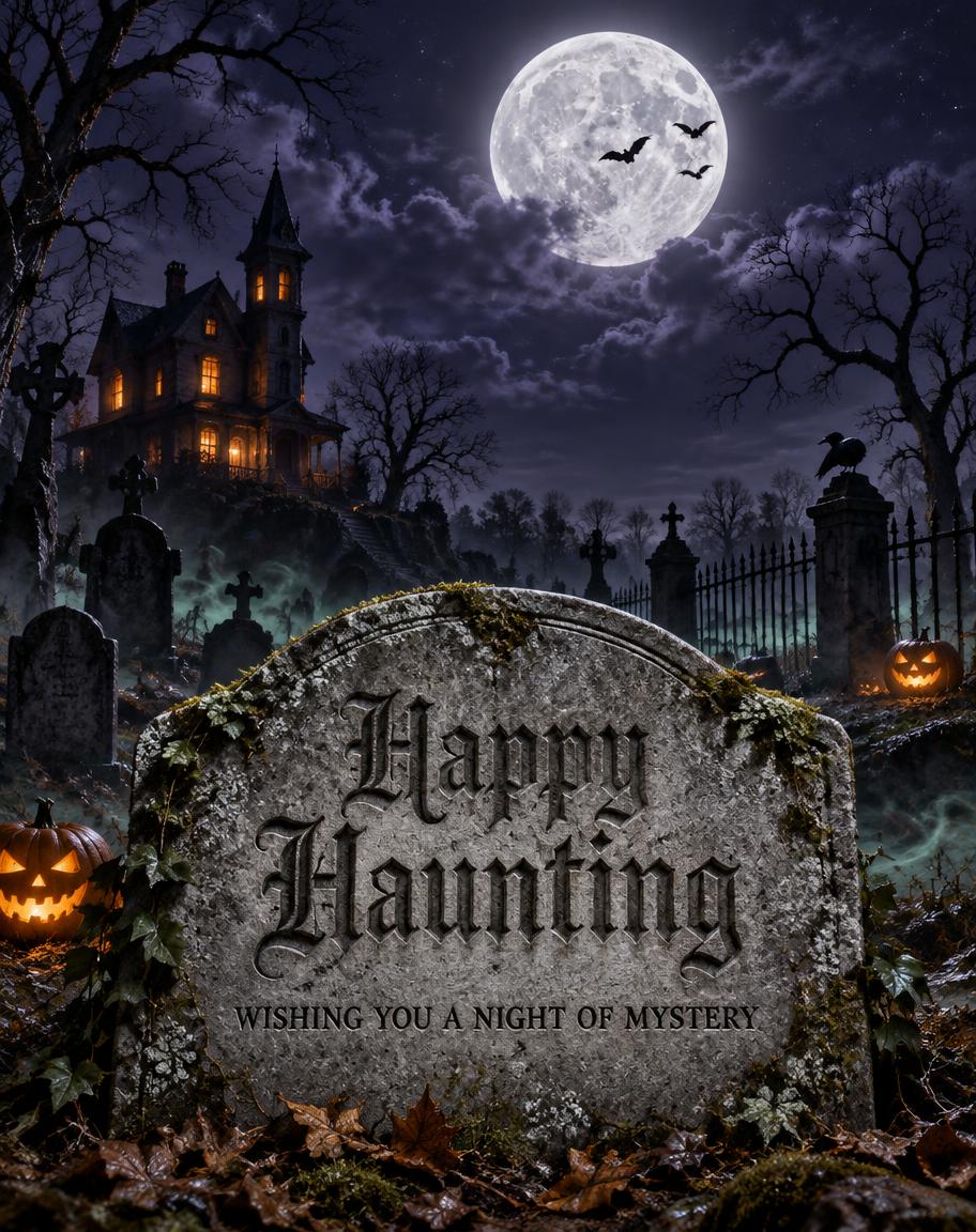 Happy Haunting
WISHING YOU A NIGHT OF MYSTERY — Spooky Halloween