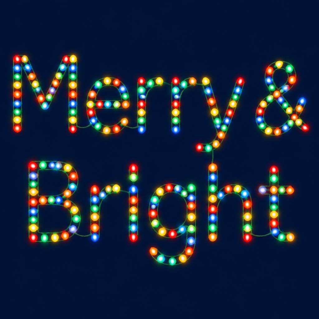 "Merry & Bright" — Midnight Bulb Glow | AI Text Effect Generator