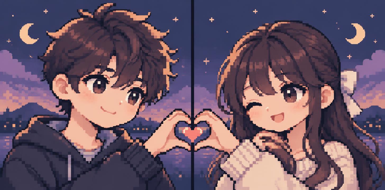 "" — Twilight Pixel Pair | AI Text Effect Generator