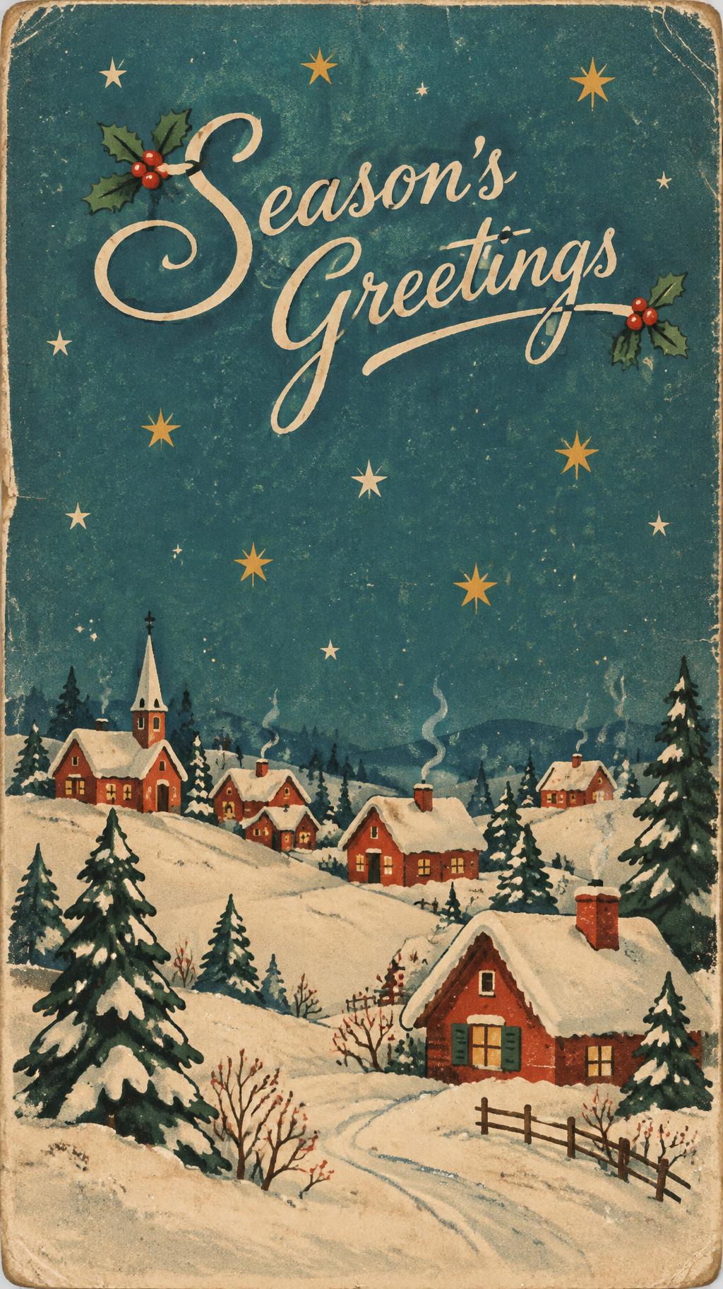"Season's Greetings" — Vintage Christmas | AI Text Effect Generator