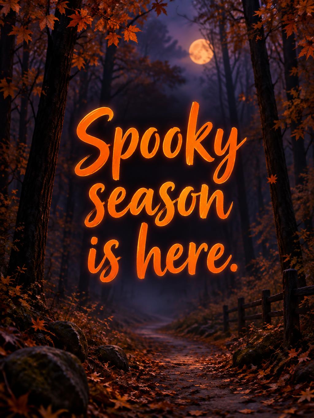 "Spooky season is here." — Autumn Dusk Forest | AI Text Effect Generator