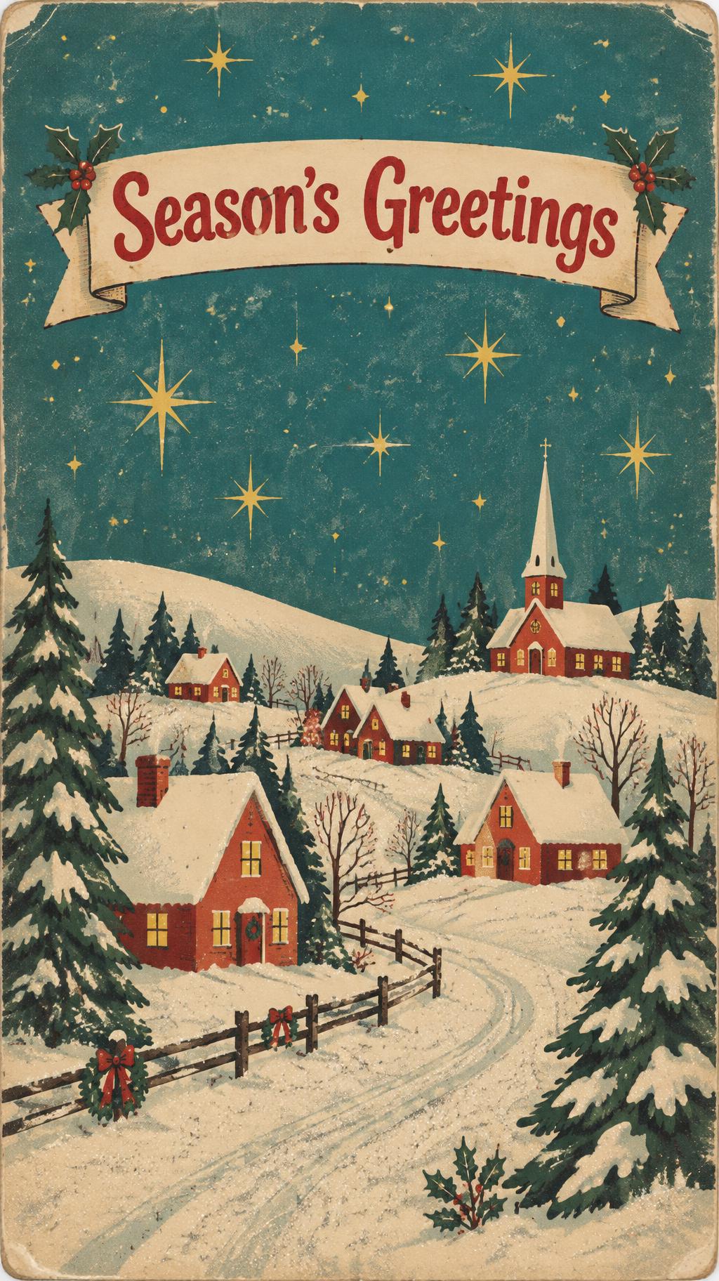 "Season's Greetings" — Vintage Christmas | AI Text Effect Generator