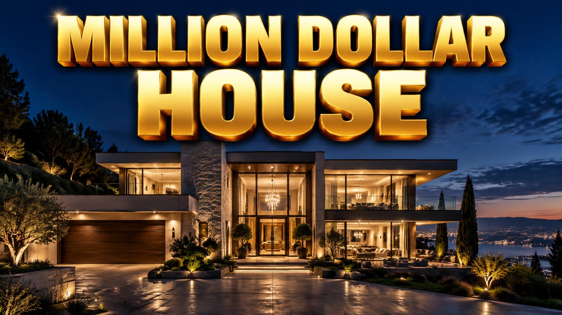 "MILLION DOLLAR HOUSE" — Midnight Estate Gold | AI Text Effect Generator