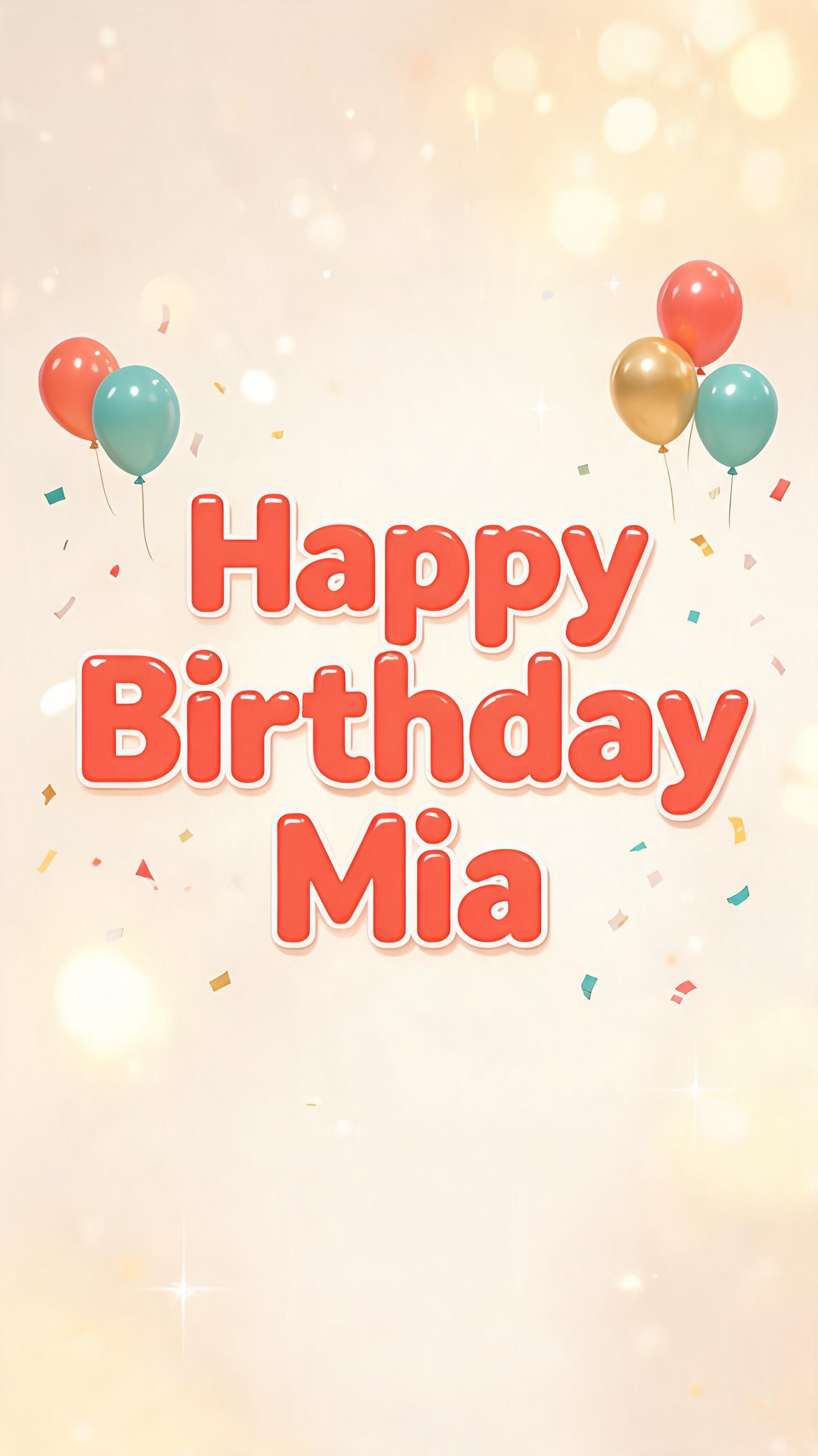"Happy Birthday Mia" — Birthday | AI Text Effect Generator