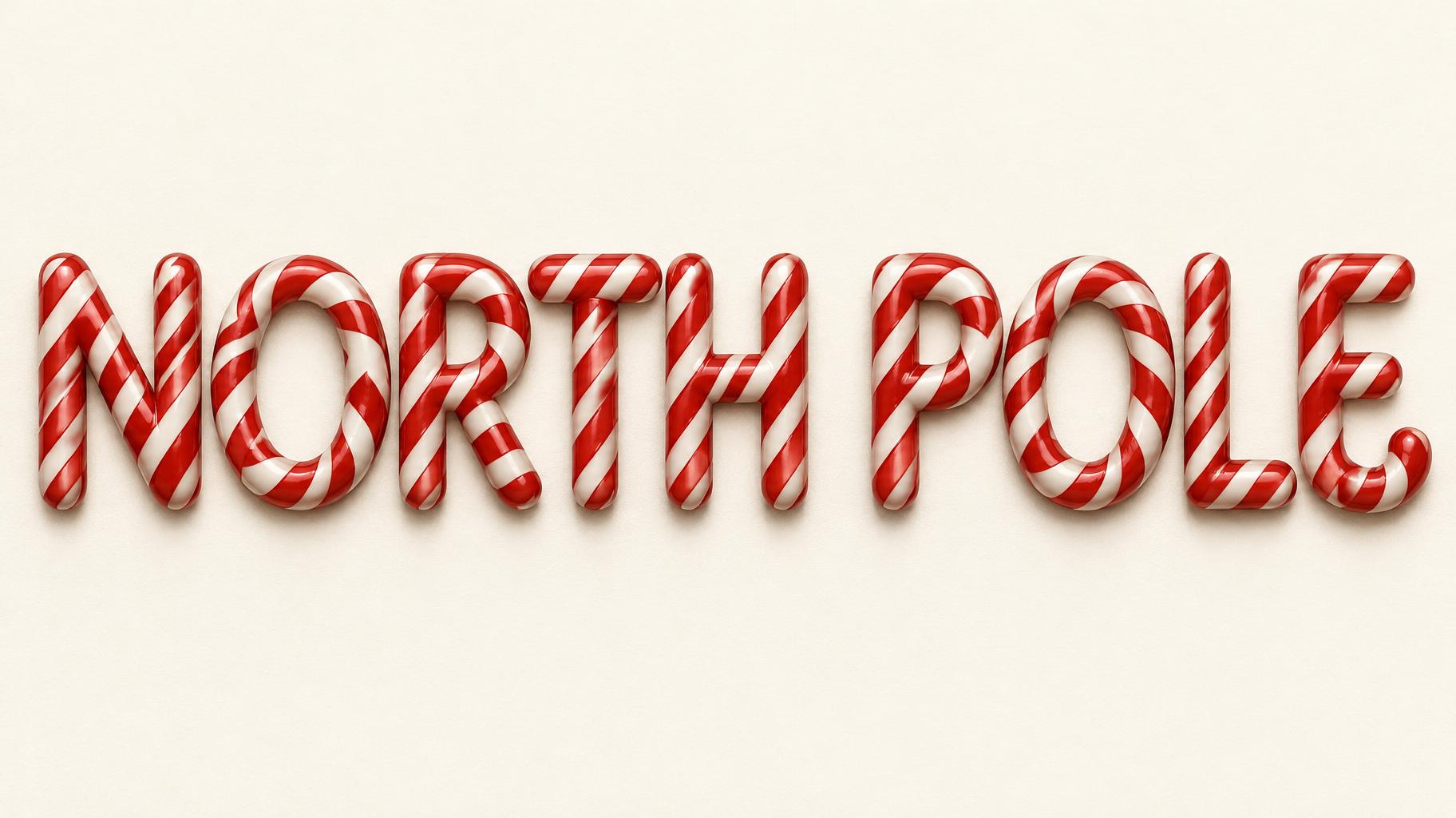 "NORTH POLE" — Peppermint Gloss | AI Text Effect Generator