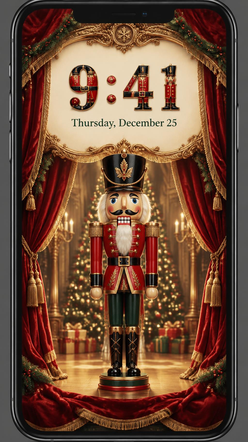 "9:41
Thursday, December 25" — Nutcracker | AI Text Effect Generator
