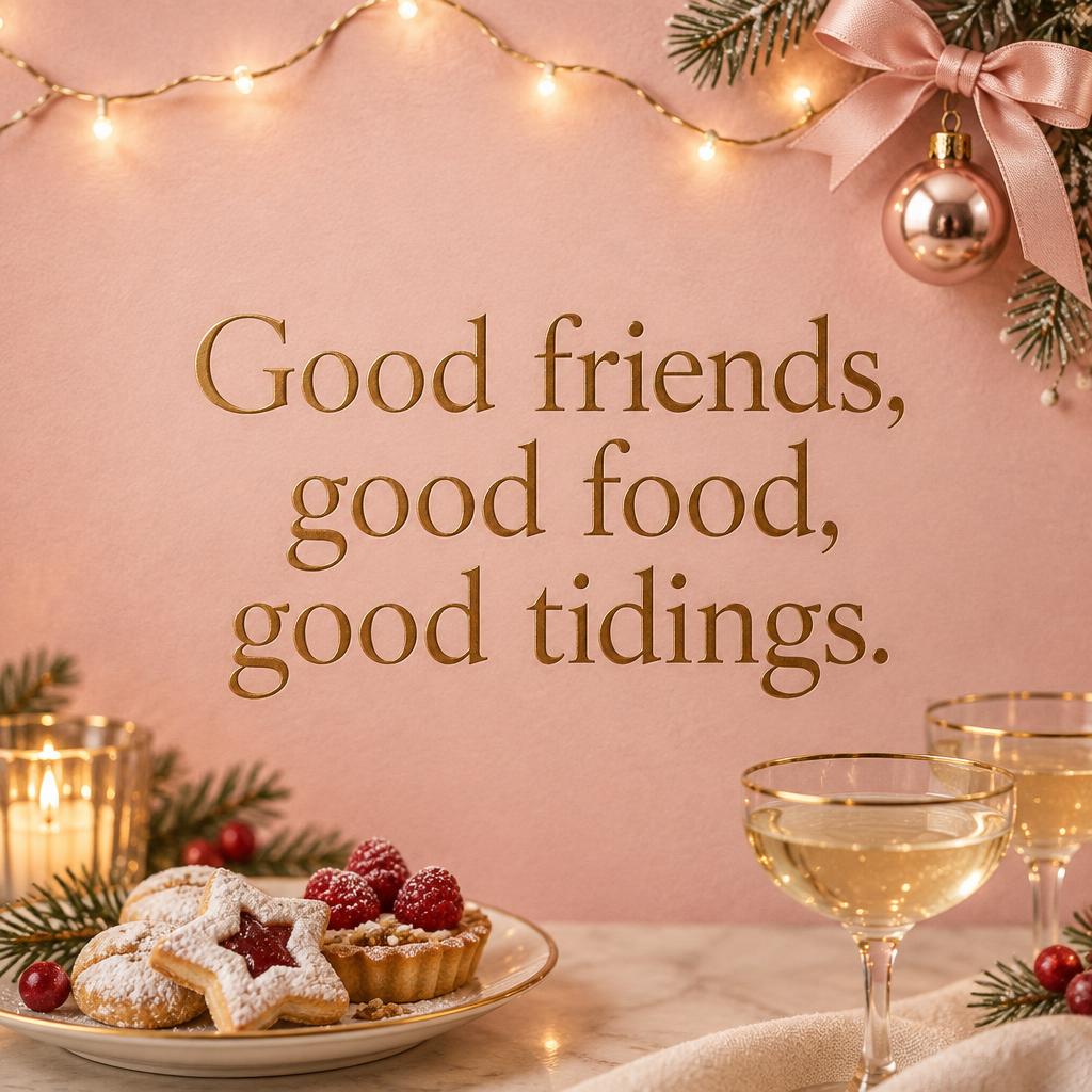 Good friends, good food, good tidings. — Navidad rosa