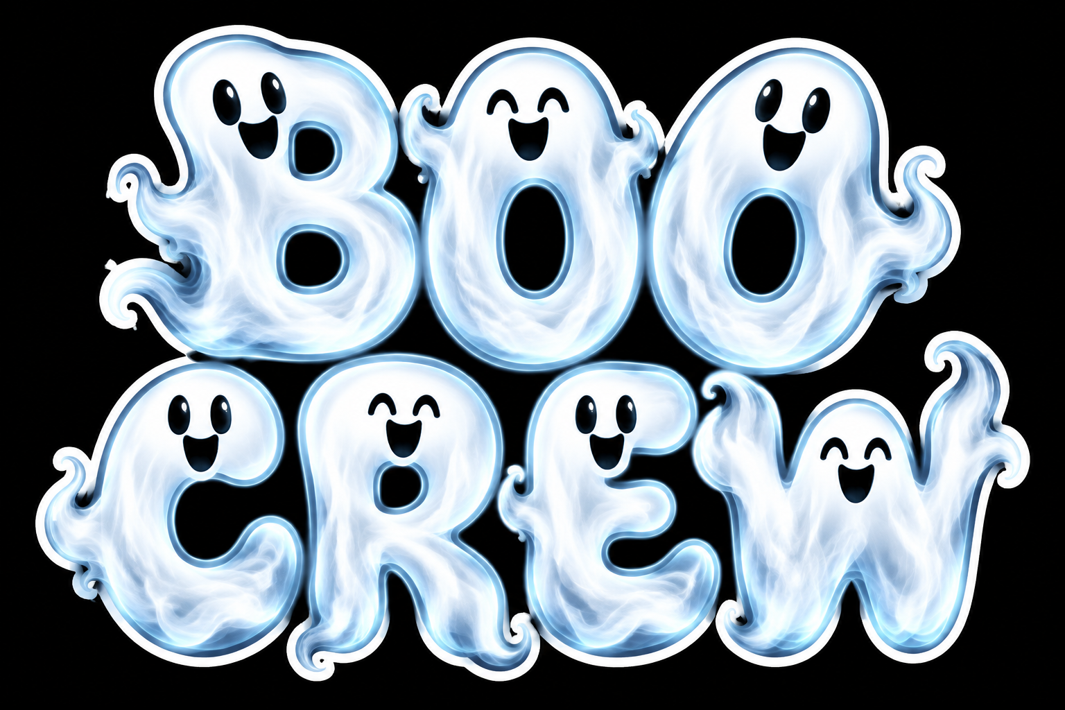 "BOO CREW" — Ghost Mist | AI Text Effect Generator