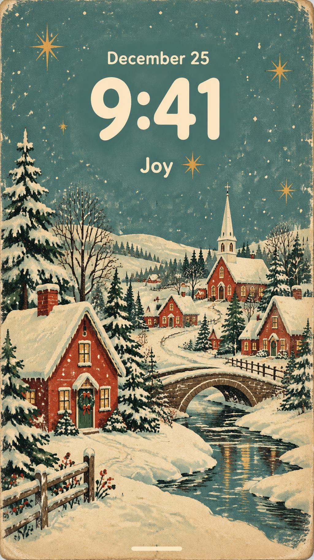"9:41
December 25
Joy" — Vintage Christmas | AI Text Effect Generator