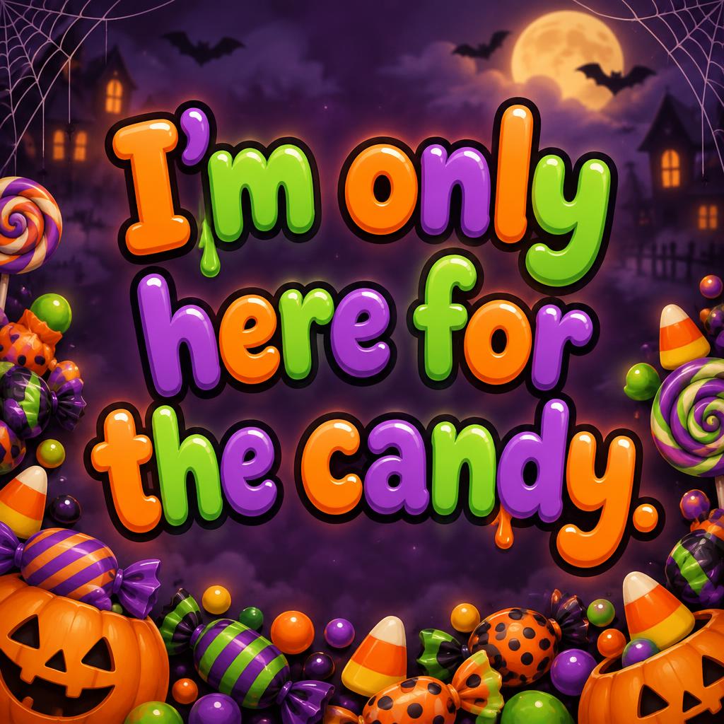 "I'm only here for the candy." — Halloween text effect