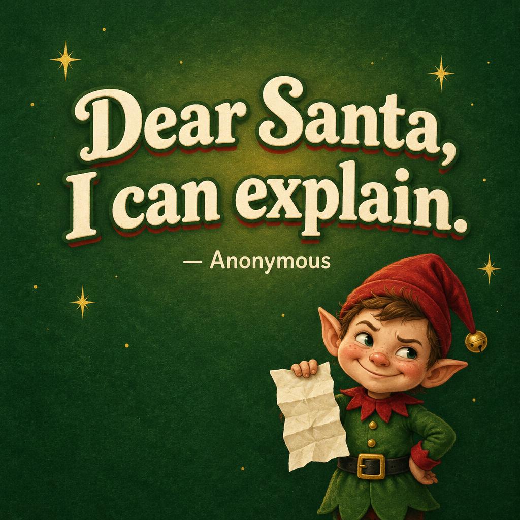 "Dear Santa, I can explain.
— Anonymous" — Cozy Holiday Gouache | AI Text Effect Generator