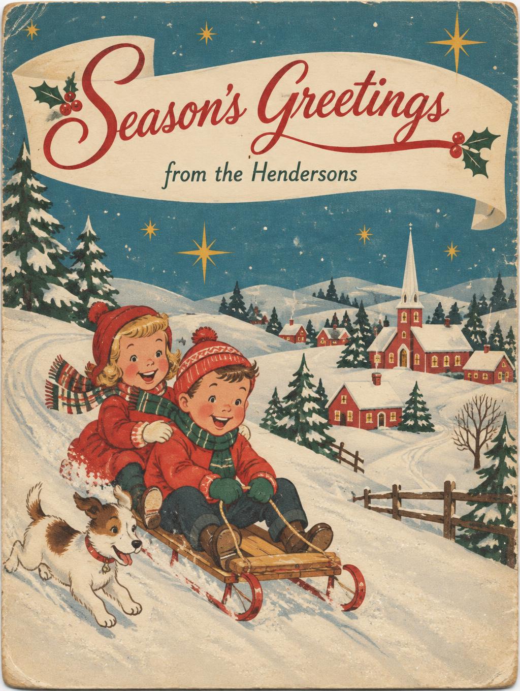 "Season's Greetings
from the Hendersons" — Vintage Christmas | AI Text Effect Generator