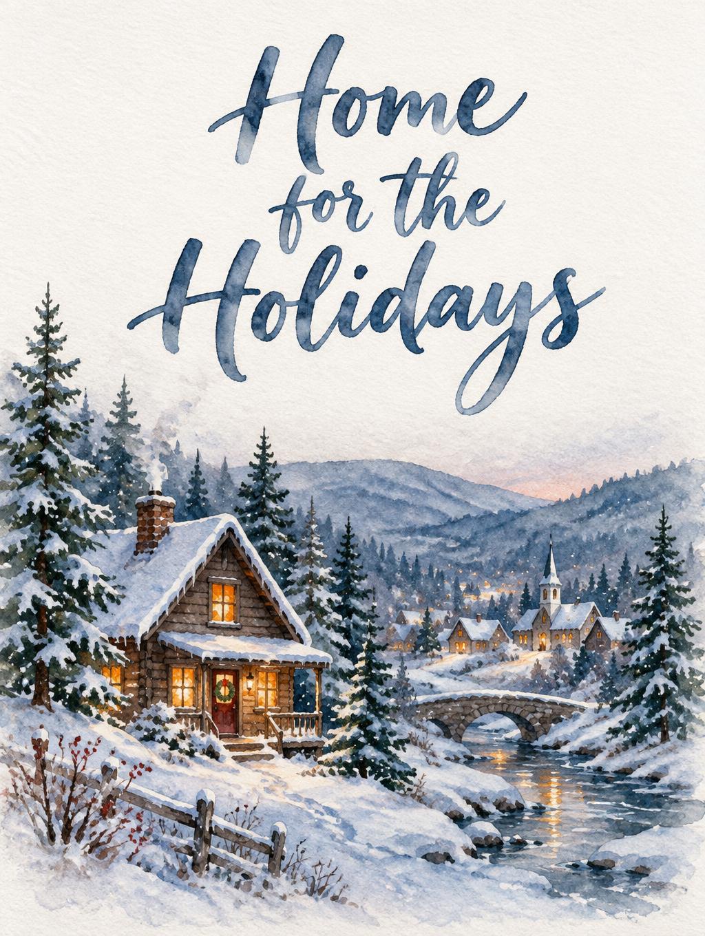 "Home for the Holidays" — Watercolor Christmas | AI Text Effect Generator