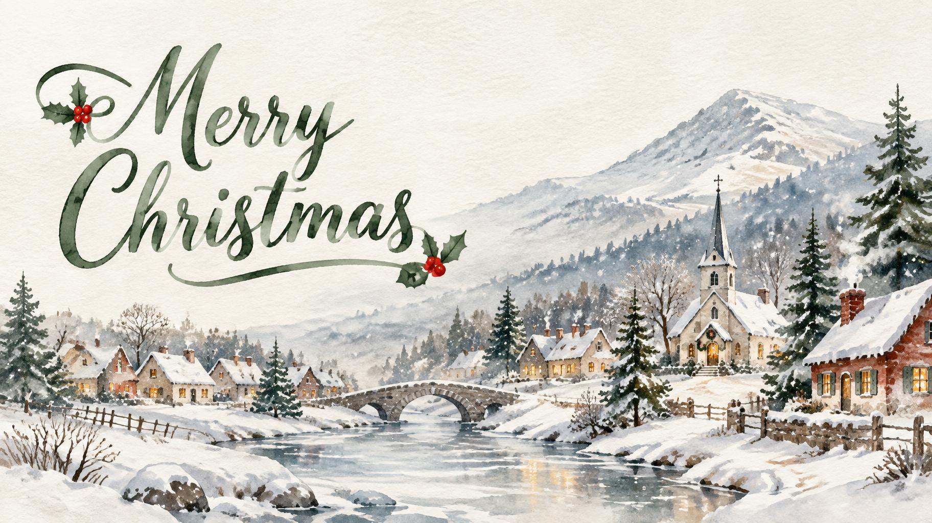 "Merry Christmas" — Watercolor Christmas | AI Text Effect Generator