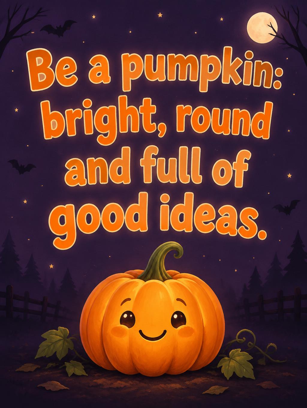 "Be a pumpkin: bright, round and full of good ideas." — Halloween text effect