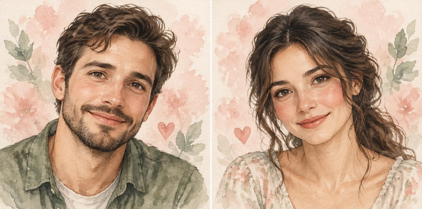 "" — Soft Watercolor Portraits | AI Text Effect Generator