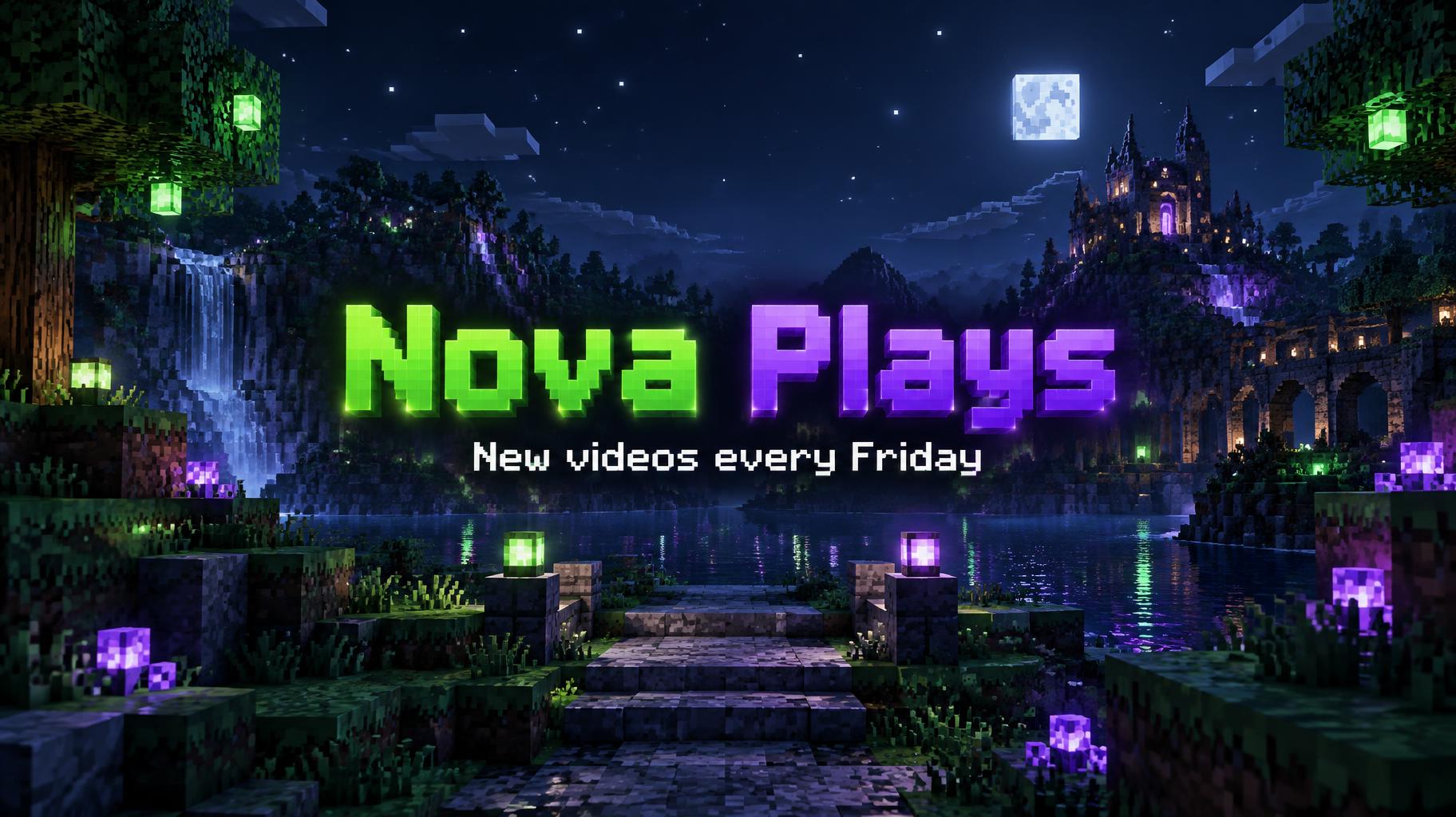 "Nova Plays
New videos every Friday" — Glowing Voxel Night | AI Text Effect Generator