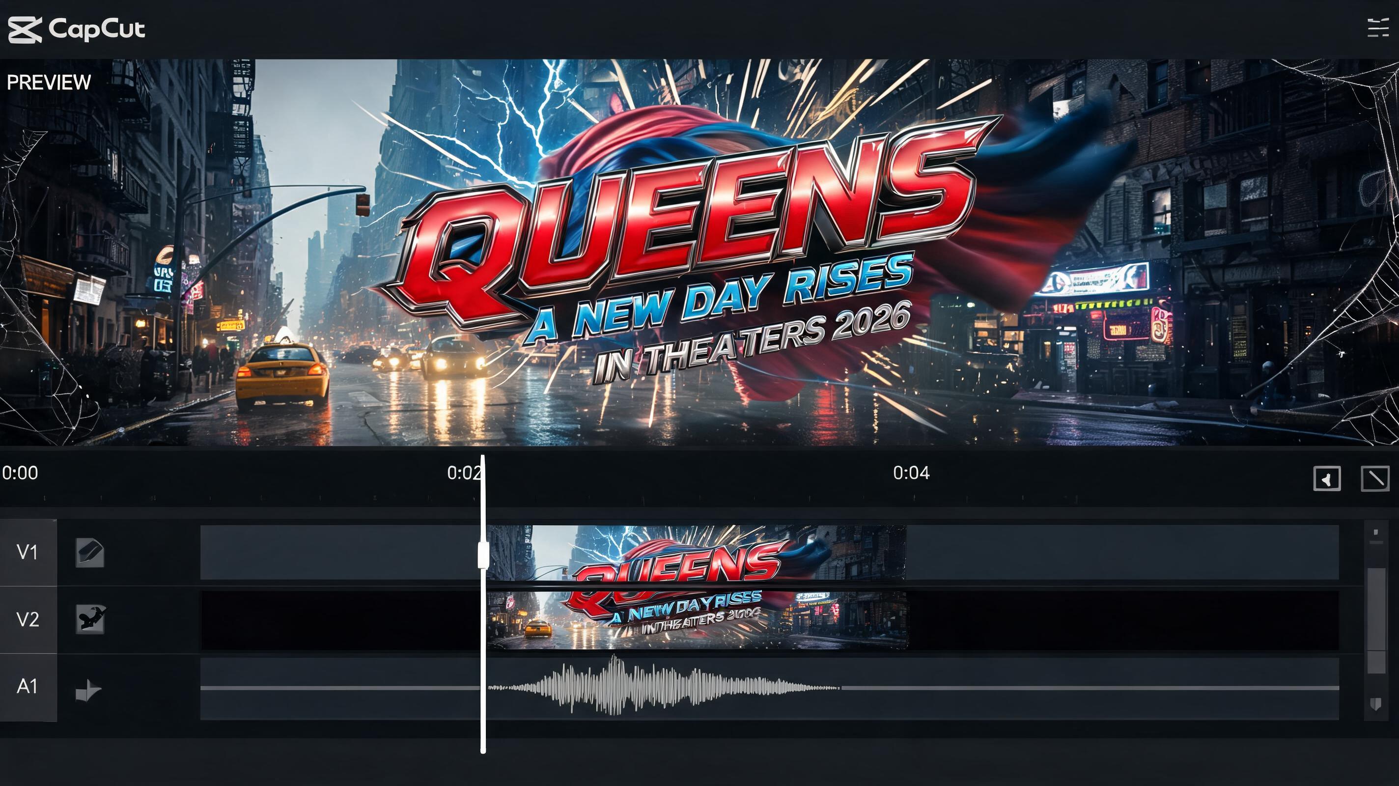 Brand New Day title card dropped into a CapCut video editing timeline as an opening title