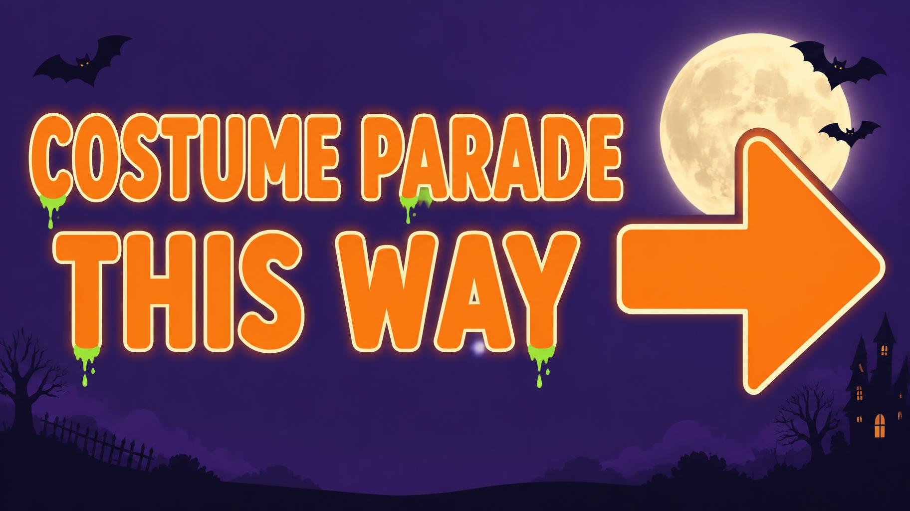 "COSTUME PARADE THIS WAY" — Halloween | AI Text Effect Generator