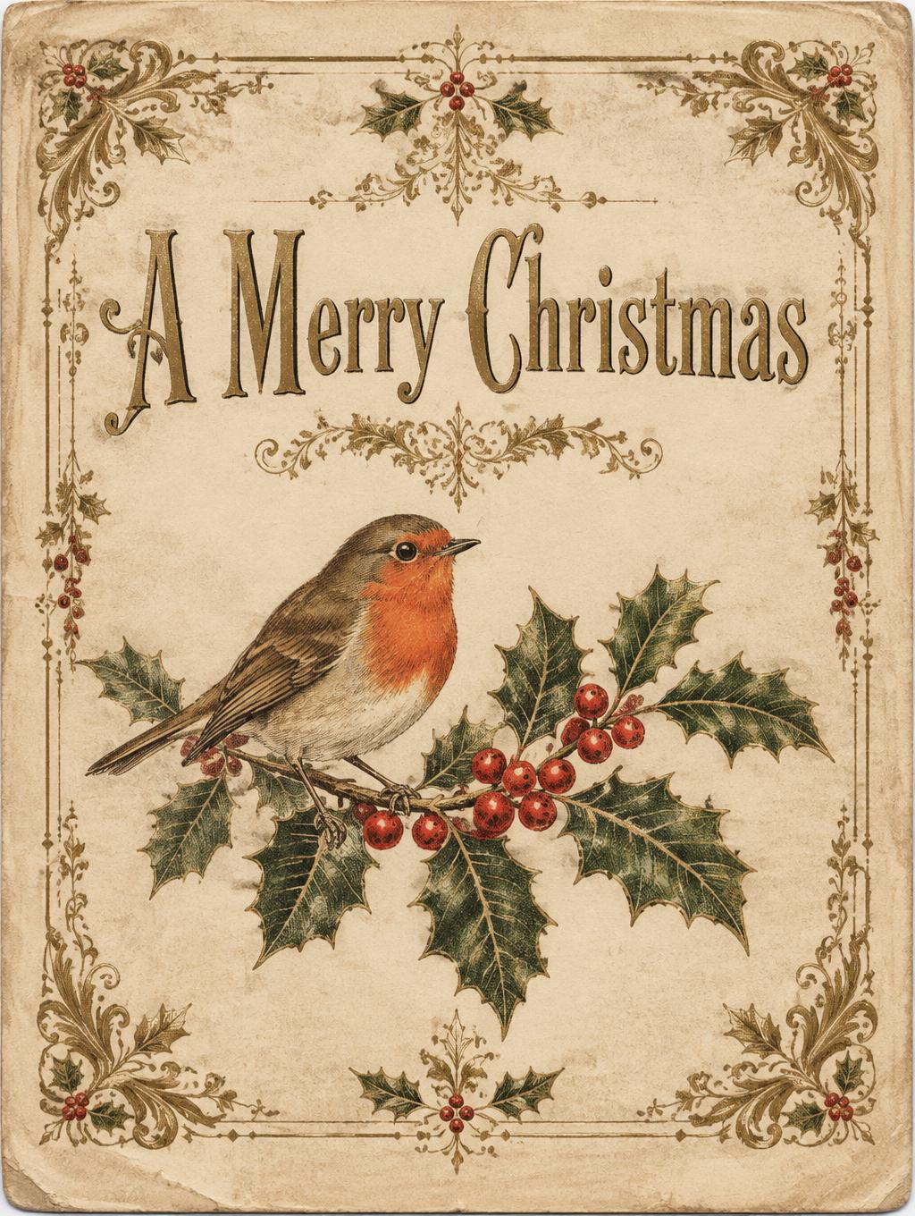 "A Merry Christmas" — Vintage Christmas | AI Text Effect Generator