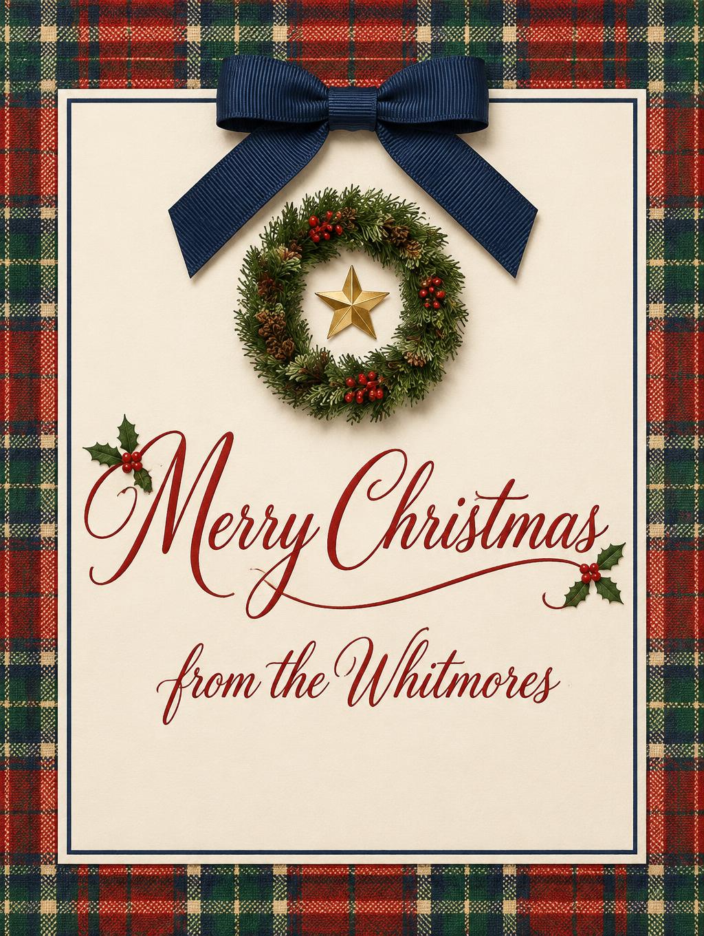 "Merry Christmas
from the Whitmores" — Preppy Christmas | AI Text Effect Generator