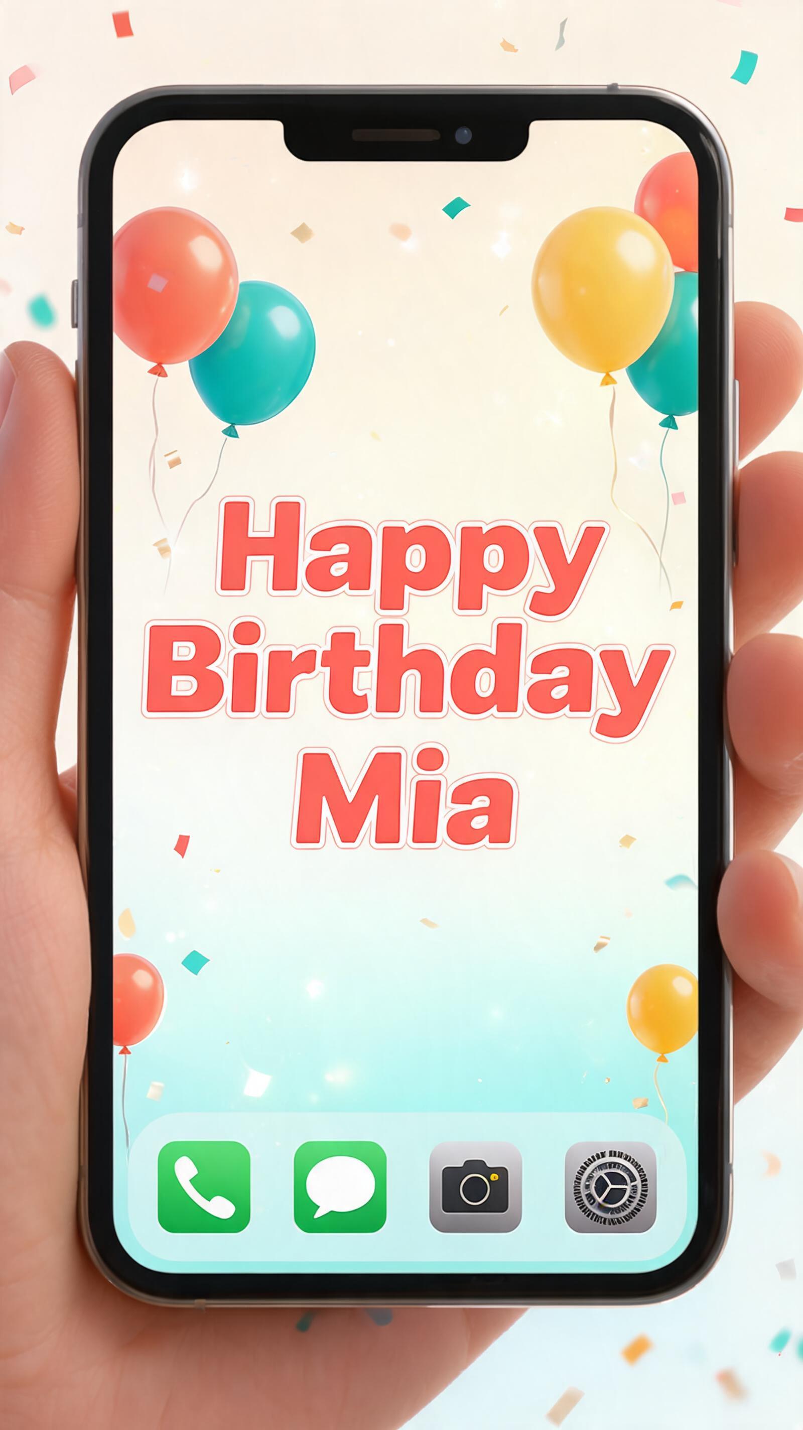 "Happy Birthday Mia" — Birthday | AI Text Effect Generator