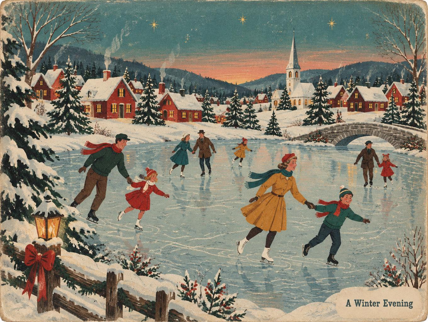 "A Winter Evening" — Vintage Christmas | AI Text Effect Generator